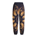 Light Fractal Print Fleece Lined Knit Pants