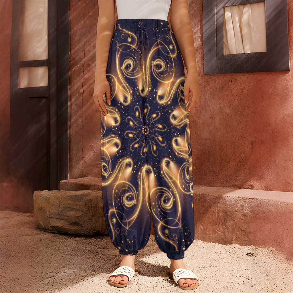 Light Fractal Print Harem Pants