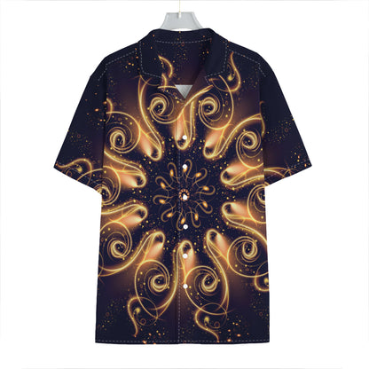Light Fractal Print Hawaiian Shirt
