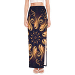 Light Fractal Print High Slit Maxi Skirt