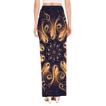 Light Fractal Print High Slit Maxi Skirt