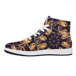 Light Fractal Print High Top Leather Sneakers