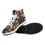 Light Fractal Print High Top Leather Sneakers