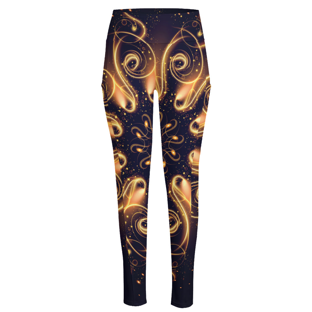 Light Fractal Print High-Waisted Pocket Leggings