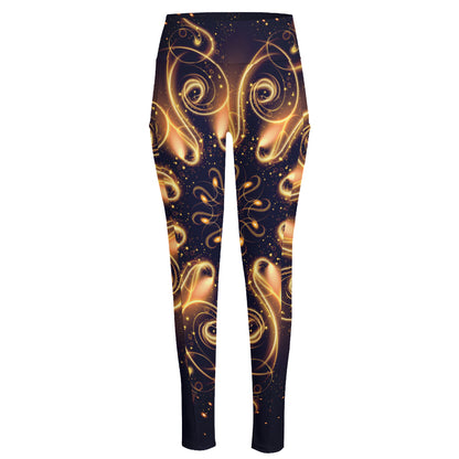 Light Fractal Print High-Waisted Pocket Leggings