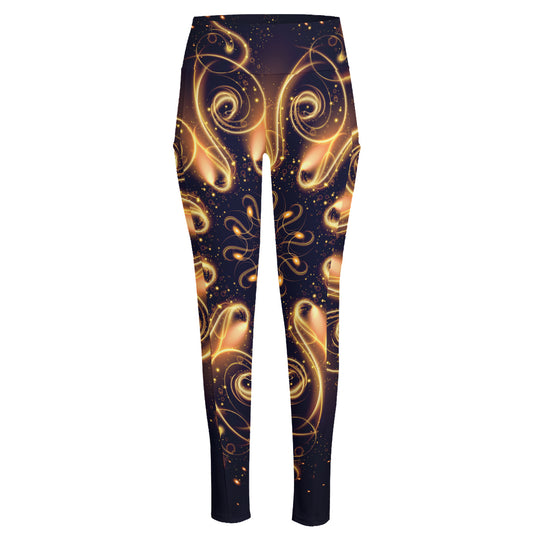 Light Fractal Print High-Waisted Pocket Leggings