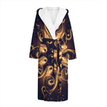 Light Fractal Print Hooded Bathrobe