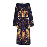 Light Fractal Print Hooded Bathrobe