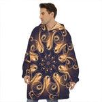 Light Fractal Print Hoodie Blanket