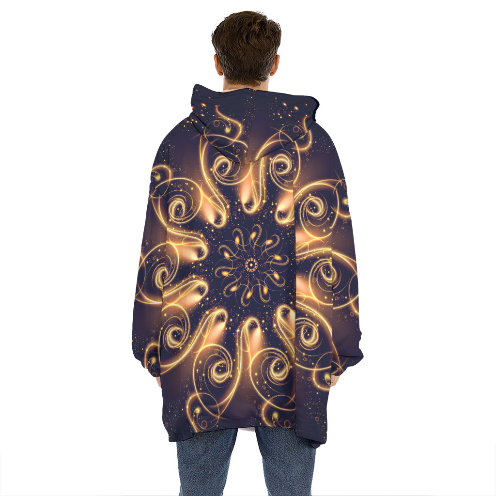 Light Fractal Print Hoodie Blanket