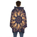 Light Fractal Print Hoodie Blanket