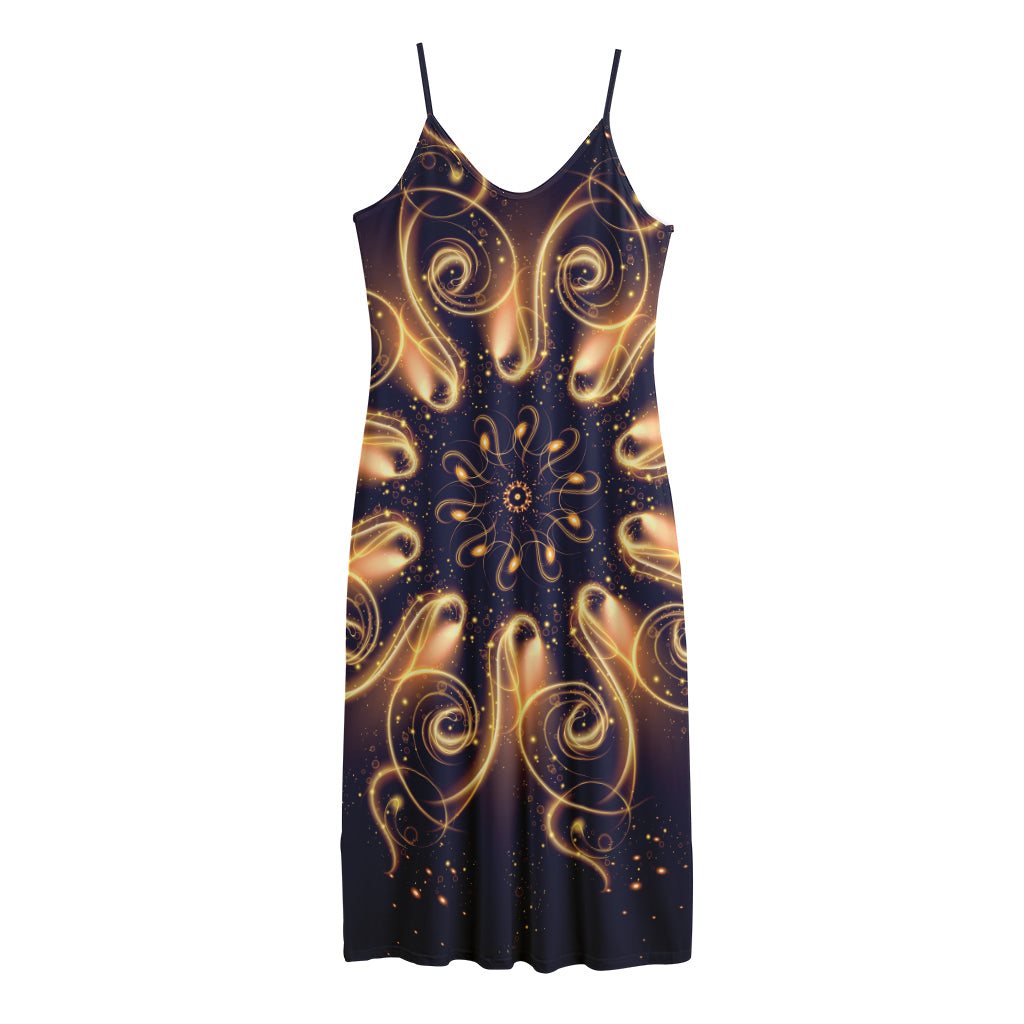 Light Fractal Print Jersey Midi Cami Dress