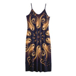 Light Fractal Print Jersey Midi Cami Dress