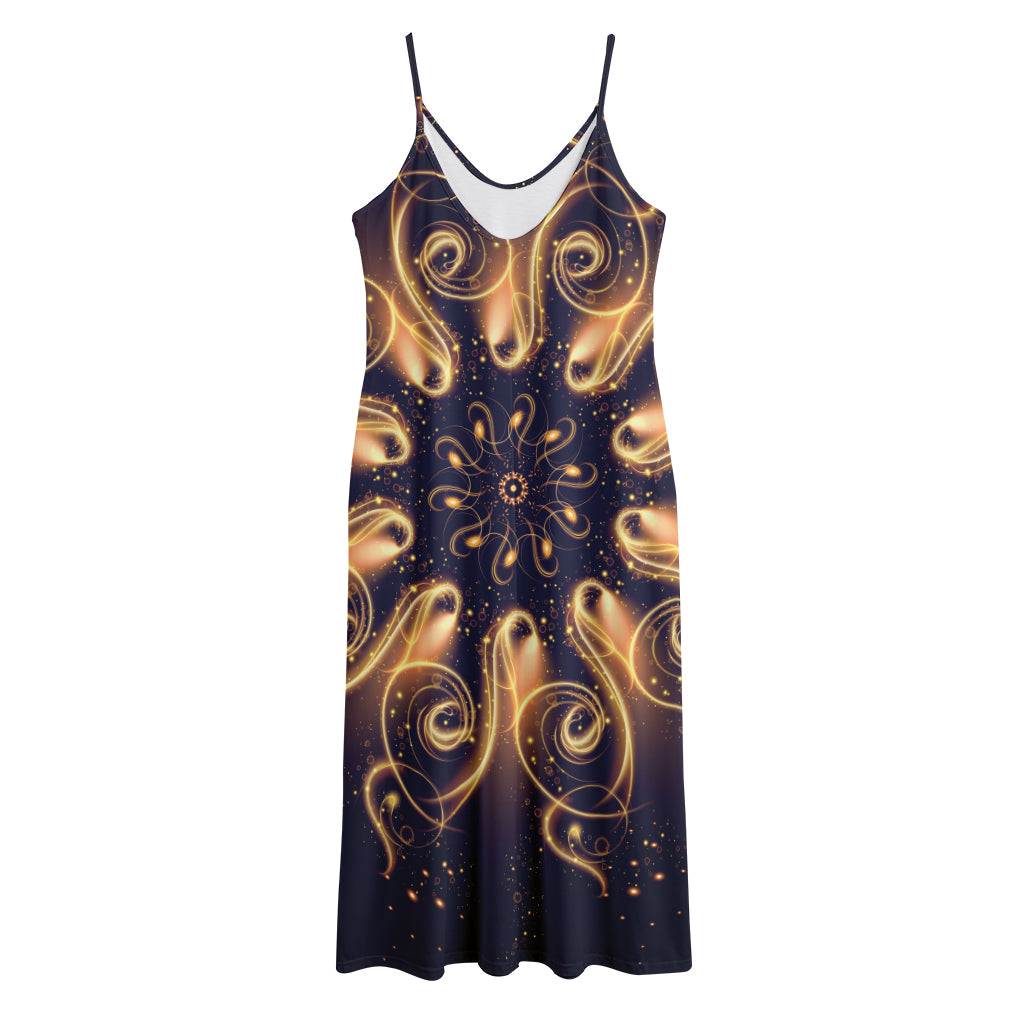 Light Fractal Print Jersey Midi Cami Dress