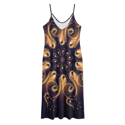 Light Fractal Print Jersey Midi Cami Dress