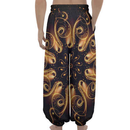 Light Fractal Print Lantern Pants