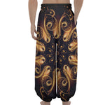 Light Fractal Print Lantern Pants