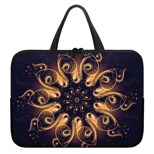Light Fractal Print Laptop Sleeve With Handle