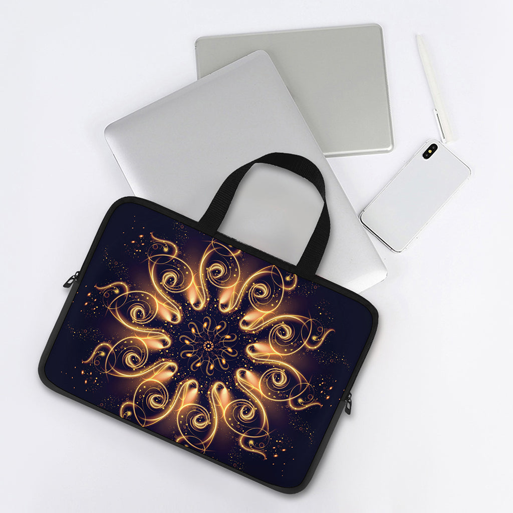 Light Fractal Print Laptop Sleeve With Handle