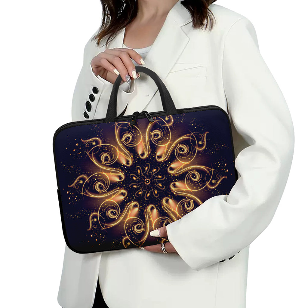 Light Fractal Print Laptop Sleeve With Handle