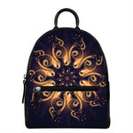 Light Fractal Print Leather Backpack