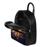 Light Fractal Print Leather Backpack