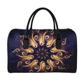 Light Fractal Print Leather Duffel Bag