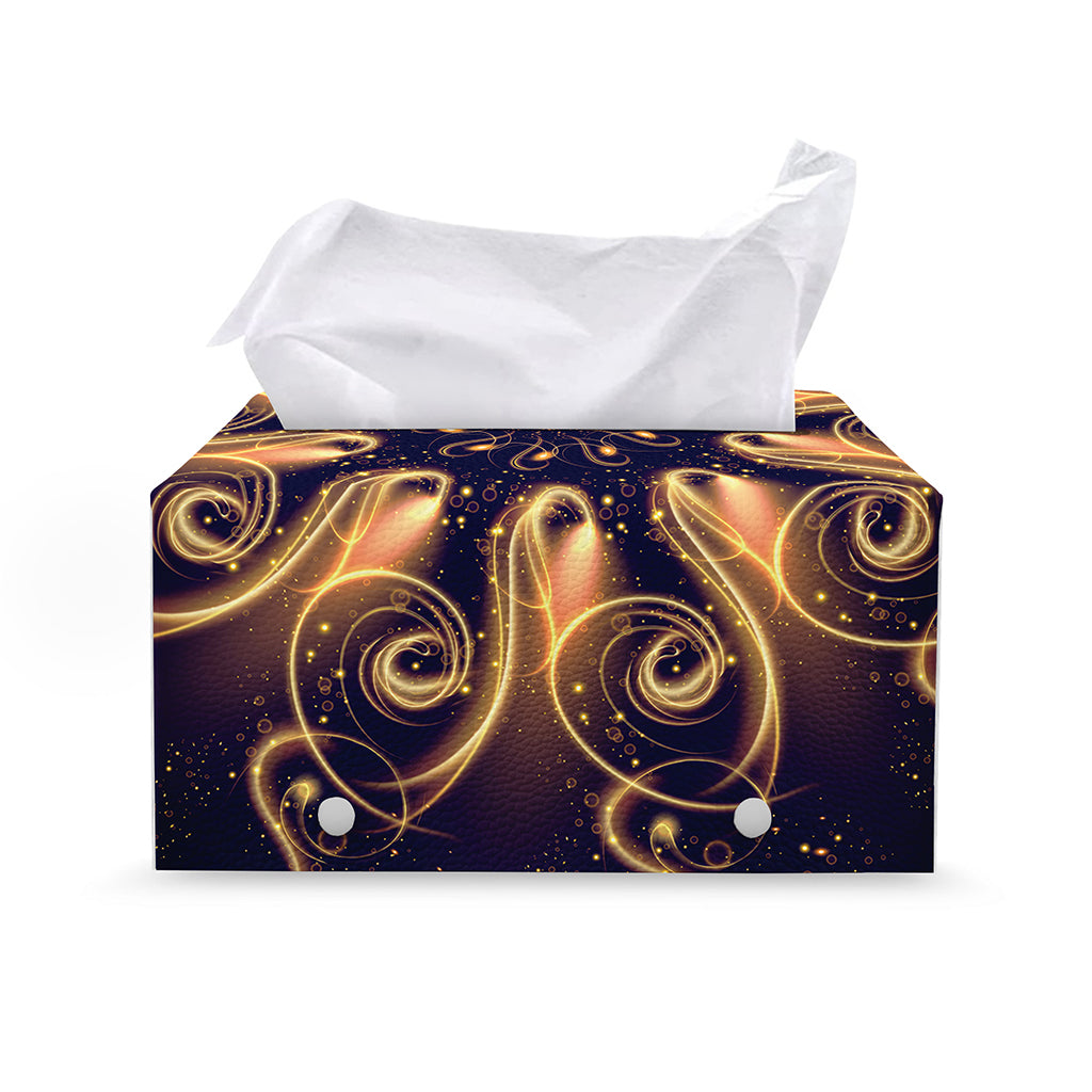 Light Fractal Print Leather Tissue Box Cover