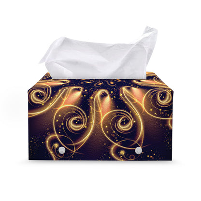 Light Fractal Print Leather Tissue Box Cover