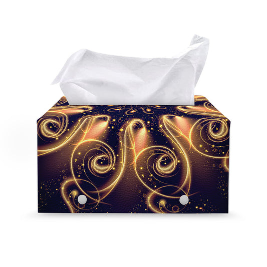 Light Fractal Print Leather Tissue Box Cover
