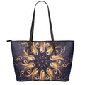 Light Fractal Print Leather Tote Bag With Zipper