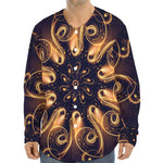 Light Fractal Print Long Sleeve Baseball Jersey