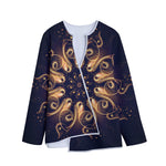 Light Fractal Print Long Sleeve Short Coat