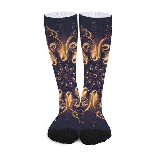 Light Fractal Print Long Socks