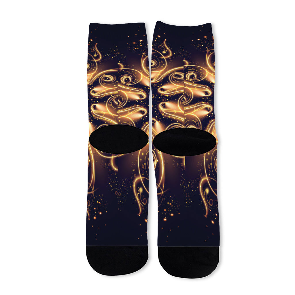 Light Fractal Print Long Socks