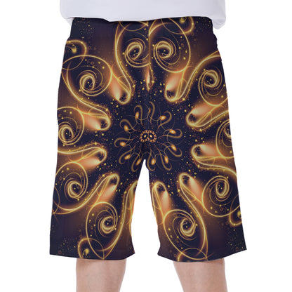 Light Fractal Print Men's Beach Shorts