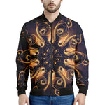Light Fractal Print Men's Bomber Jacket