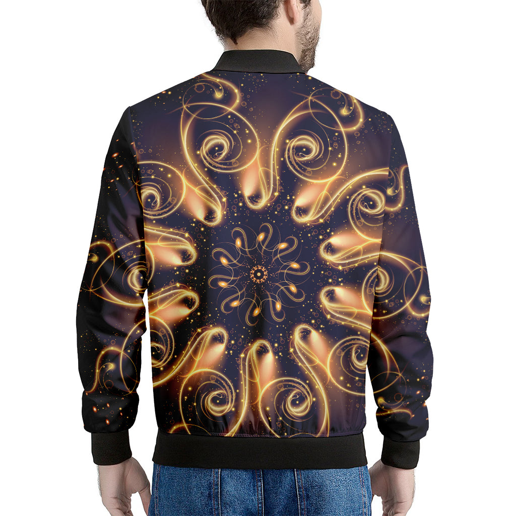Light Fractal Print Men's Bomber Jacket