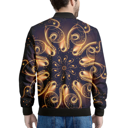Light Fractal Print Men's Bomber Jacket