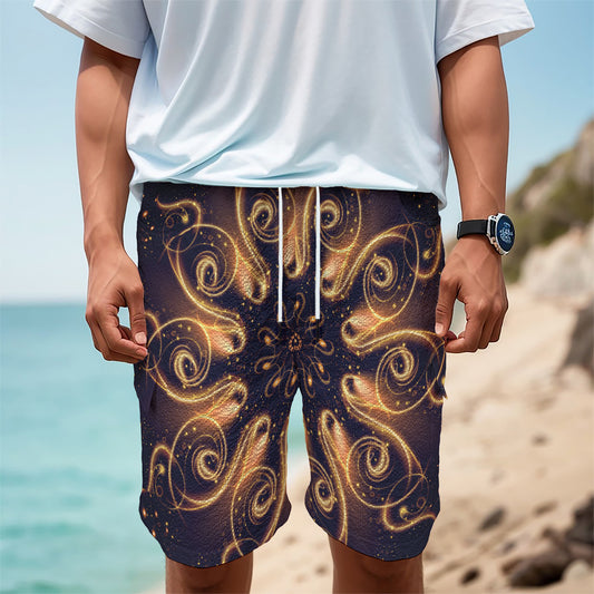 Light Fractal Print Men's Cargo Shorts
