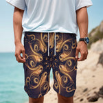 Light Fractal Print Men's Cargo Shorts