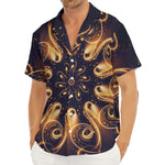 Light Fractal Print Men's Deep V-Neck Shirt