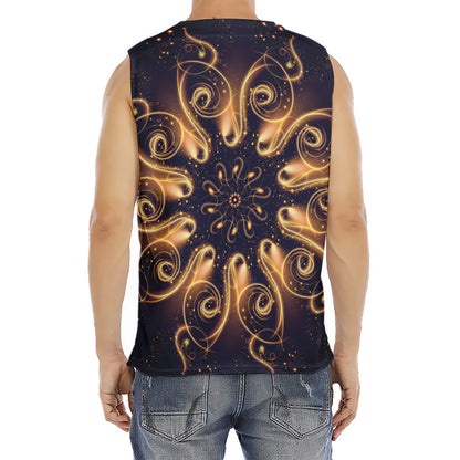 Light Fractal Print Men's Fitness Tank Top