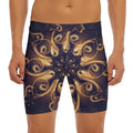 Light Fractal Print Men's Long Boxer Briefs