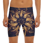 Light Fractal Print Men's Long Boxer Briefs