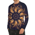 Light Fractal Print Men's Long Sleeve Rash Guard