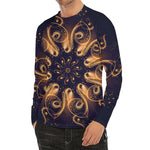 Light Fractal Print Men's Long Sleeve Rash Guard