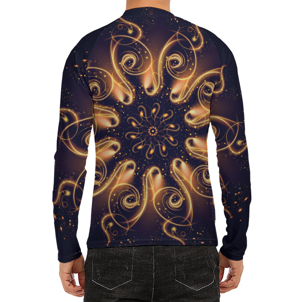 Light Fractal Print Men's Long Sleeve Rash Guard