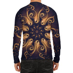 Light Fractal Print Men's Long Sleeve Rash Guard
