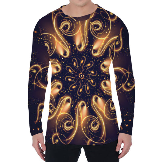 Light Fractal Print Men's Long Sleeve T-Shirt